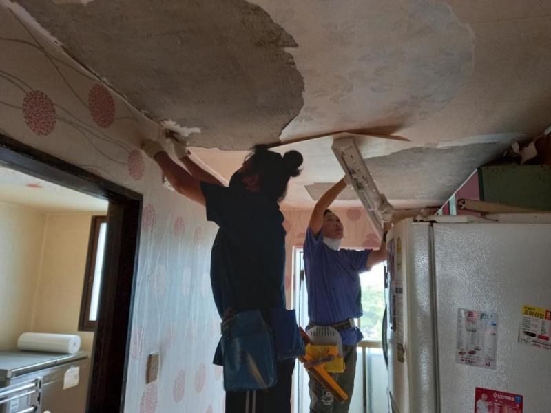 동문동 취약가정 빛솔도배봉사단 참여(회장 이은미, 8. 24.)