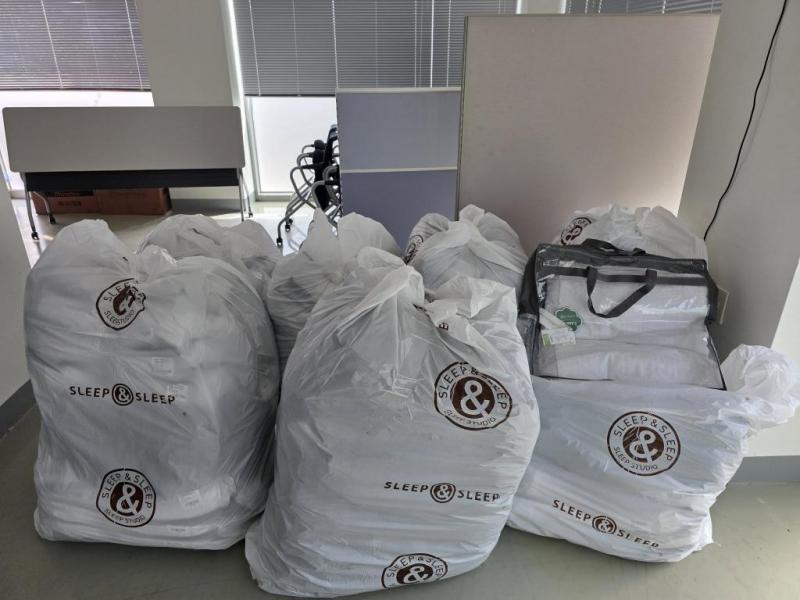 이부자리, 서산시 수재민 대상 이불 후원